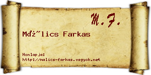 Málics Farkas névjegykártya
